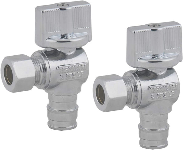 LD Valve - 1/4 Turn Angle PEX A Stop Valve, 1/2-in Exp x 3/8-in OD Proprex Angle Shut Off Valve