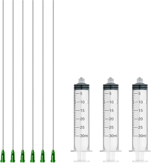 Rachel's Closeouts 6 Pcs Dispensing Needle 14G x 10" with 3 Pcs 30ml Syringe - Blunt Tip