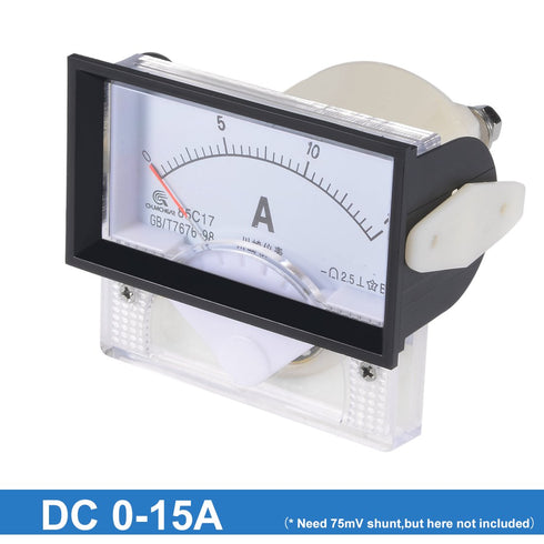 uxcell Analog Current Panel Meter DC 0-15A 85C17 Ammeter 70x40x61mm for Circuit Testing Charging Battery Ampere Tester Gauge Pack of 1