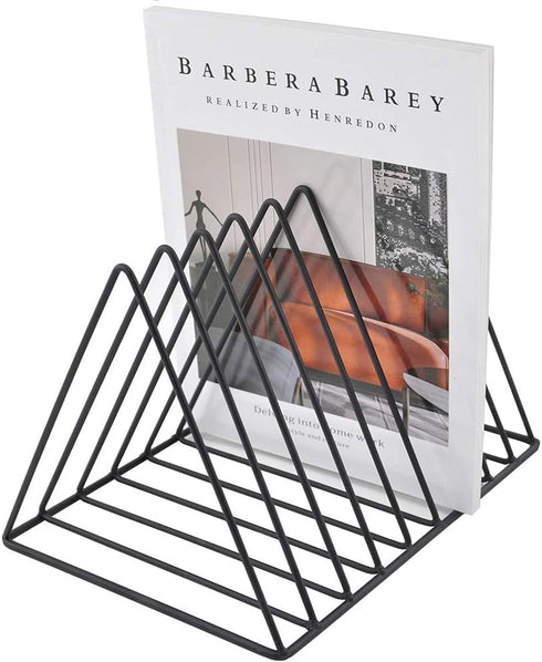 EASEPRES 9 Slot Magazine Rack | Book Record Holder | Desktop Iron Storage Rack Bookshelf | Multifunction Triangle File
