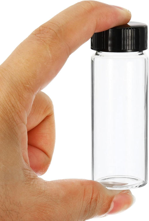 PATIKIL 30mL Glass Vials with Screw Caps, 16Pcs Liquid Sample Storage for Essential Oil Liquid Sampling, Clear Black