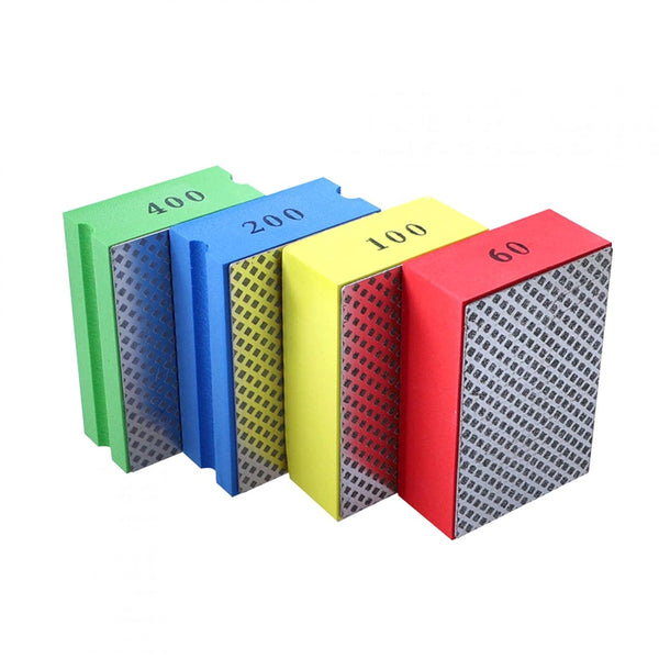 GEZICHTA 4pcs Diamond Hand Polishing Pads - Ceramic Tile Glass Grinding Blocks 60#, 100#, 200#, 400#