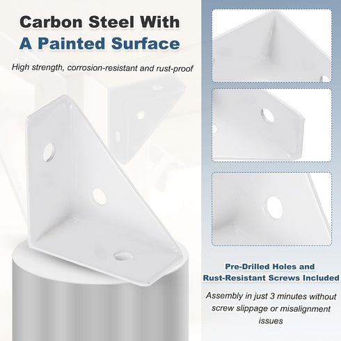4Pcs 38mm 38mm PATIKIL Corner Brace Brackets, x Carbon Steel Triangle Corner Braces Angle Joining Support with Screws