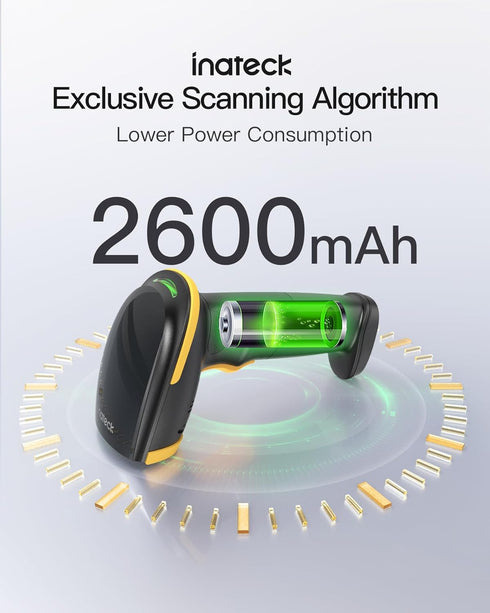 Inateck 2D 2D 2600mAh BCST-35 Barcode Scanner with Intelligent Stand, Wireless QR Code Scanner, Handheld Scanner