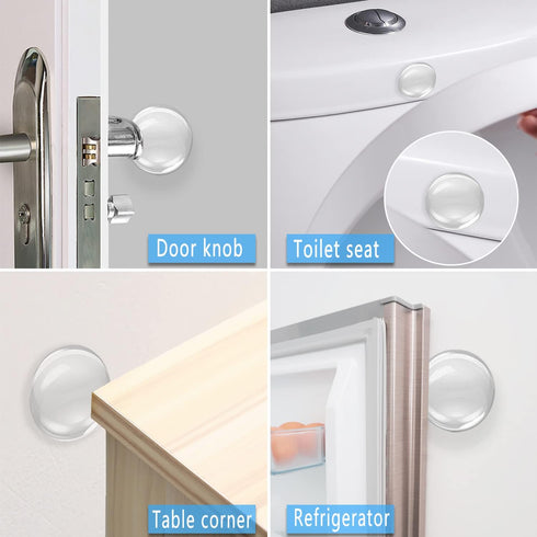 Door Knob Wall Shield, 12PCS Transparent Round Soft Rubber Wall Protector for Door Handle