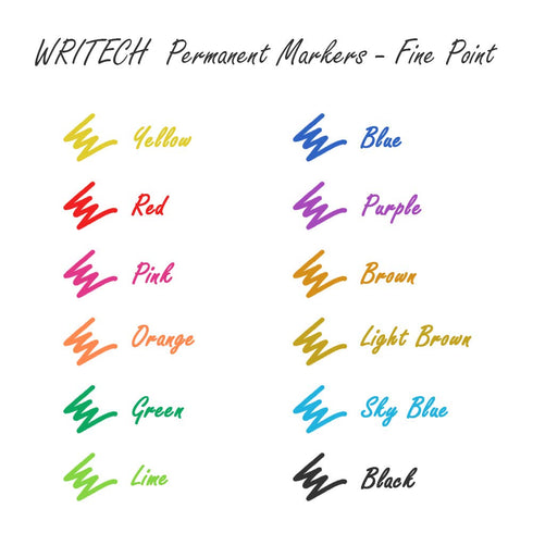 Pen,12 Count WRITECH Retractable Permanent Markers Assorted : Fine Point Marker