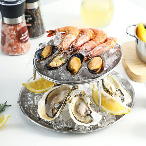 2pcs UPKOCH Stainless Steel Seafood Display Rack Food Tray Holder for Home and Restaurant Creative Seafood Stand