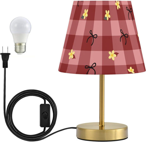 ALAZA Table Lamp for Bedroom Nightstand Bow Buffalo Plaid Checkerboard Bedside Lamp