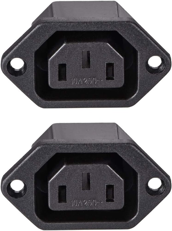 uxcell C13 Panel Mount Plug Adapter 250V AC 10A 3 Pins IEC Inlet Module Plug Power Connector, Pack of 2