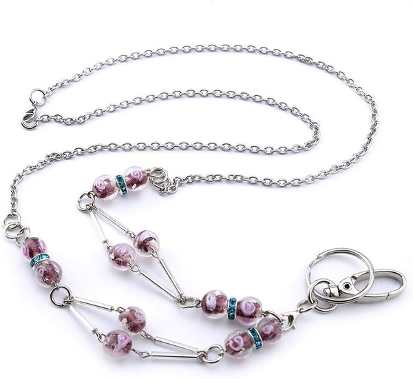 Beautiful Badge Lanyards ID Necklaces, Stylish ID Badge Holder for Teachers, Stainless Steel Chain