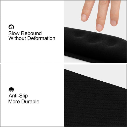 VECUU Keyboard Wrist Rest Pad with Ergonomic Raised Memory Foam for Easy Typing & Pain Relief, Anti-Slip Support (Black)