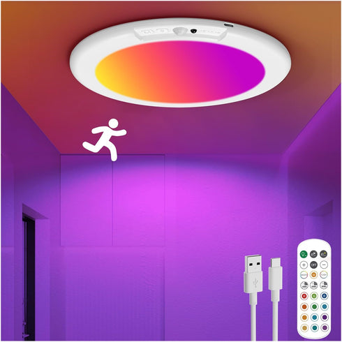 Rechargeable Motion Sensor Ceiling Light with Remote, Wireless Battery Operated Closet Light