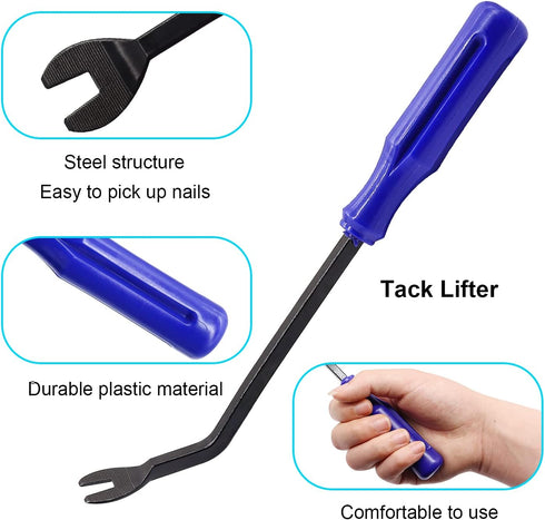 5PCS Upholstery Tools Kit - Dual Head Soft Rubber Mallet, Nail Tack Remover Tool & Pliers for Furniture Craft Projects