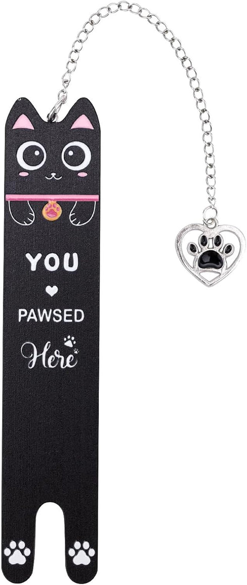 Penitue Cat Bookmark, Zinc Alloy Funny Black Kitten Shaped Book Mark with Kitty