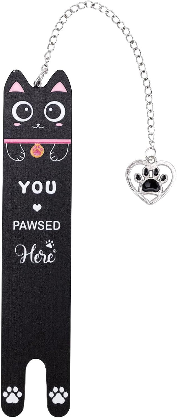 Penitue Cat Bookmark, Zinc Alloy Funny Black Kitten Shaped Book Mark with Kitty