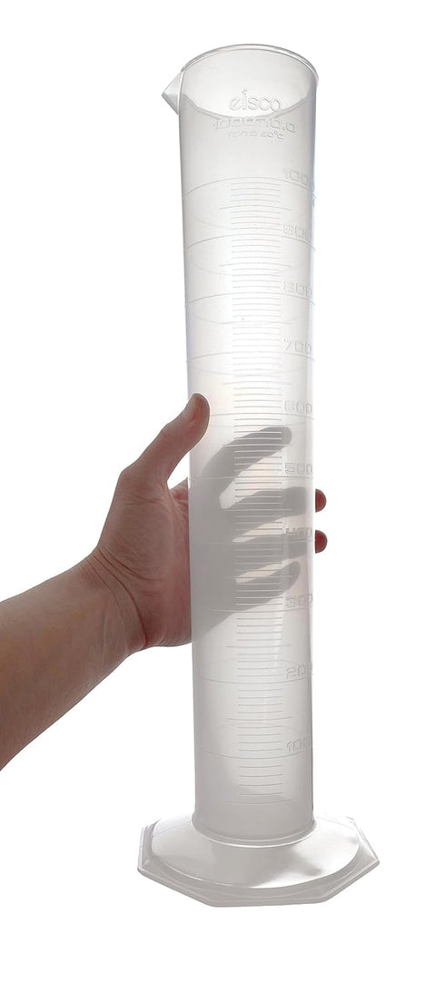 EISCO Graduated Cylinder, 1000mL - Class B Tolerance - Octagonal Base - Polypropylene Plastic - Industrial Quality, Autoclavable
