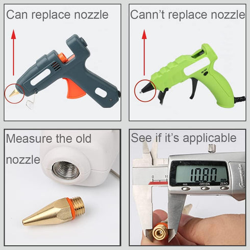 Wolfride 4Pcs Glue Gun Nozzle Set, Interchangeable Copper Nozzle, 10.8mm Thread, Bore Diameter 2mm 3mm