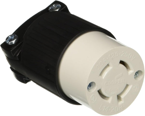 EATON L1420C Arrow Hart Safety Grip Heavy Duty Grounded Twist Lock - 125/250 V, 20 A, Black