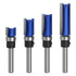 BENESOON 4PCS Pattern Template Router Bit Set 1/4 Inch Shank, 1/2", 3/4", 1",