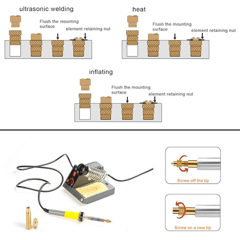 120pcs 3D Printing Knurled Brass Nuts - M4x6x6mm Threaded Inserts for M4 & 1 Welding Adapter Heat Embedment Nut