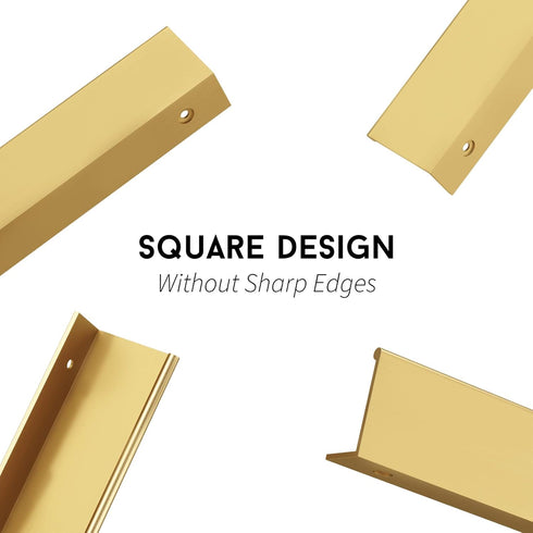 goldenwarm 5 Pack Champagne Gold Finger Edge Pulls Drawer Handles, Modern Tab Pulls Gold Kitchen Cabinet Hardware, 5in