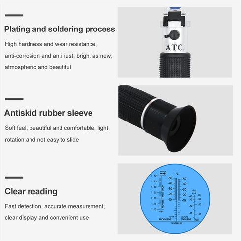 VGVGV 1-1.4 Brix Refractometer, New Handheld Glycol Refractometer Car Antifreeze Battery Acid Engine Coolant Tester