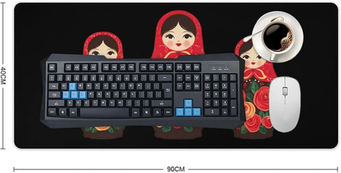 Generic Russian Nesting Dolls Funny Gaming Mousepad with Stitched Edge Rubber Base Desk Mats for Laptop Office Home