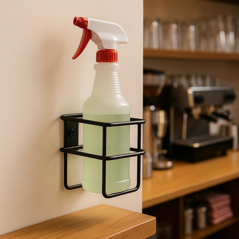 Getzi Commercial 1) Wall Mount Spray Bottle Holder Durable Steel Rack for Spray Bottles Space-Saving Storage Organizer