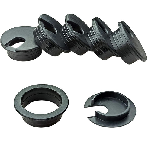 6pcs Desk Grommet, 1-3/8 inch Plastic Wire Cord Cable Grommets Hole Cover for Office PC Desk Organizer (Black)