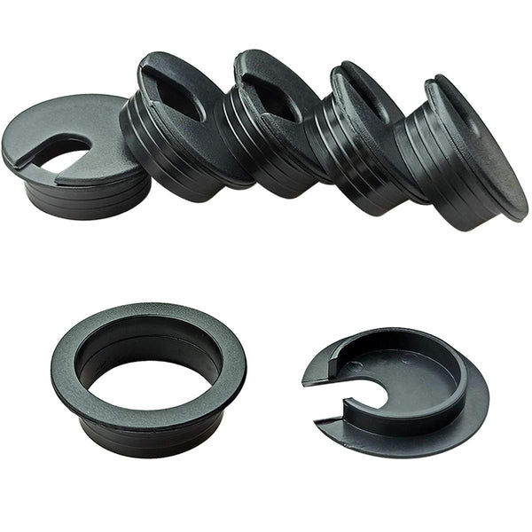 6pcs Desk Grommet, 1-3/8 inch Plastic Wire Cord Cable Grommets Hole Cover for Office PC Desk Organizer (Black)