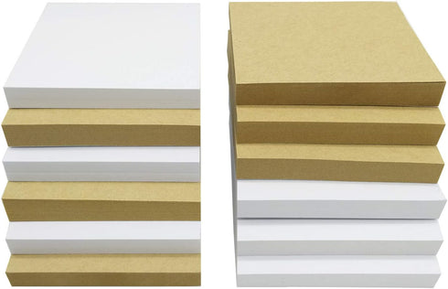 Sticky Notes 3"×3", 12 Pads Self-Stick Notes, 100 Sheets/Pad, Post Notes for Study, Work, Daily Life (White & Brown)
