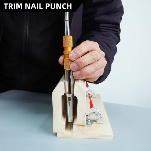 Trim Nail Punch, 7.56 Inches with Retaining Clip, 1 Inch Throat, Ideal Carpentry Tool for Protecting Finish and Hands