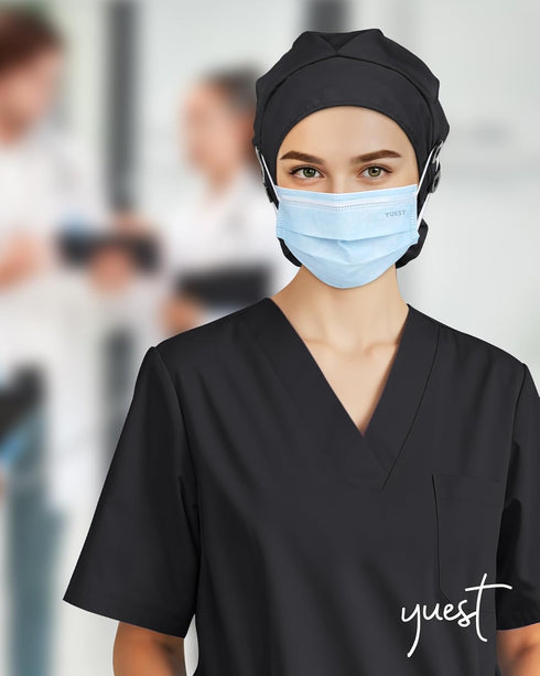 2 Pack Satin Lined Surgical Caps for Women with Ponytail & Sweatband