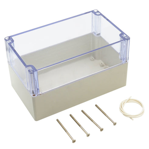 LeMotech IP65 Electrical Enclosure Box, Dustproof Waterproof Junction Box, Grey with Clear Cover, 7.9 x 4.7 x 4.4 inch