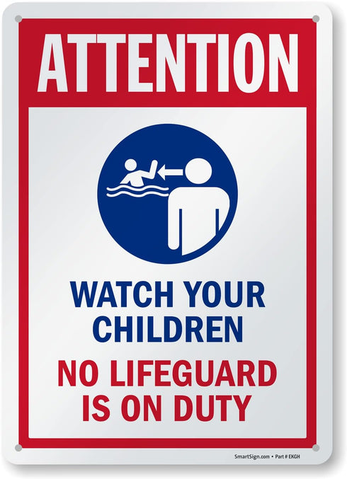 SmartSign 14 x 10 inch “Attention - Watch Your Children” Metal Sign, Rustproof Aluminum, Made in USA