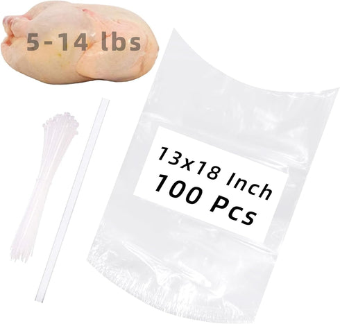Poultry Shrink Bags,100 Pcs 13x18 Chicken Bags Heat Shrink Poultry Bag for