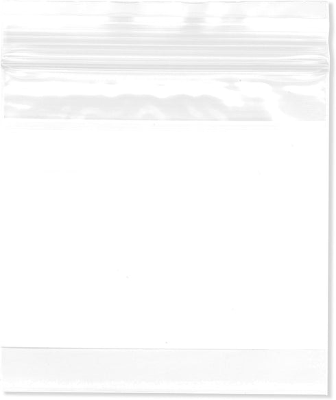 Plymor 3" x 3" Reclosable Plastic Bags, Pack of 200, 2 Mil with White-Block Zipper