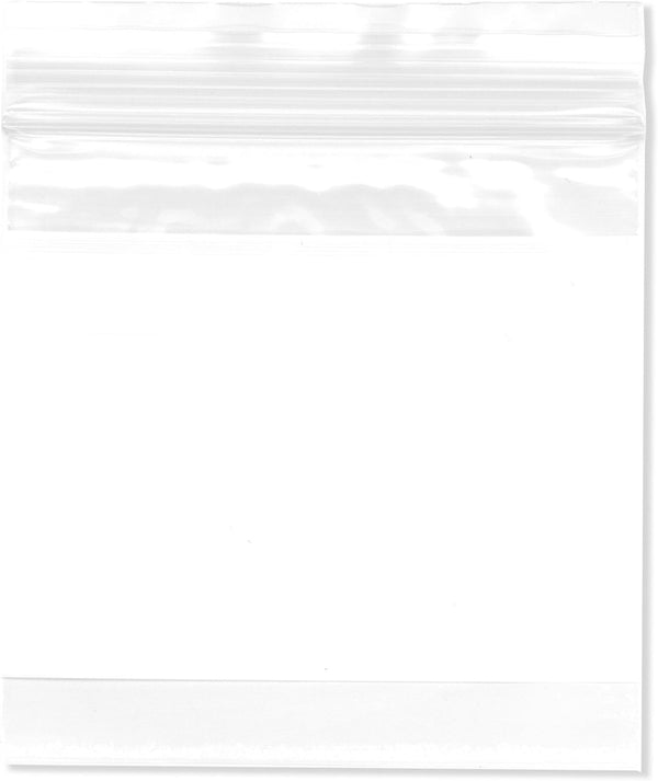 Plymor 3" x 3" Reclosable Plastic Bags, Pack of 200, 2 Mil with White-Block Zipper