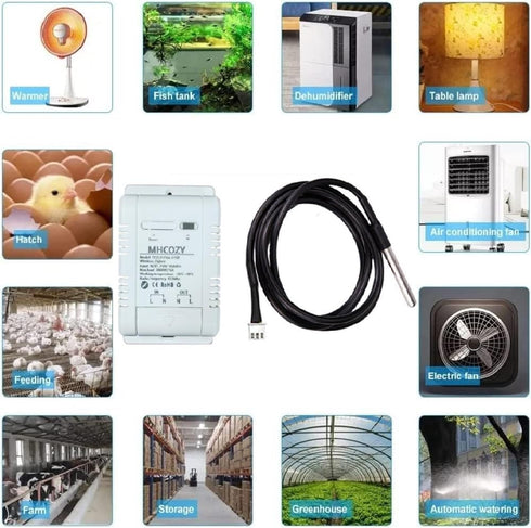 Zigbee Temperature Sensor Controller with Waterproof Probe, Tuya App Remote 16A Smart Switch (Zigbee Hub Needed)