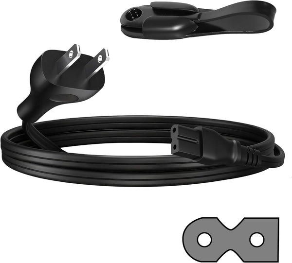Elecan 2-Prong Replacement Vizio LED TV Power Cord 2 Ft, NEMA 1-15P to