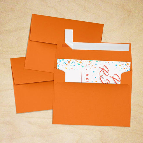 LUXPaper A2 Invitation Envelopes | 4 3/8" x 5 3/4" | Mandarin Orange | Peel & Press | 80lb. Text | 50 Qty
