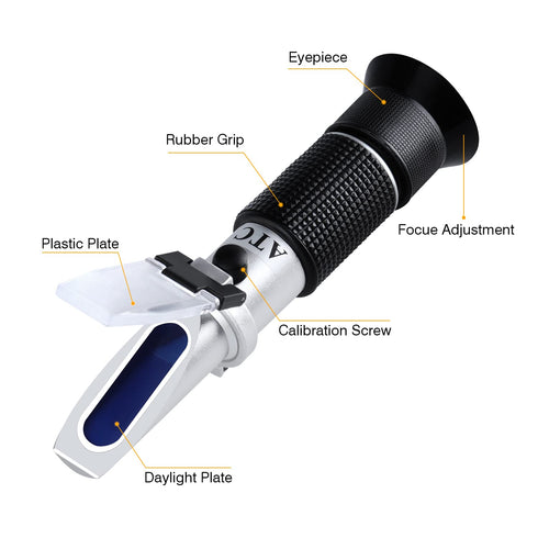 XRCLIF Wine Refractometer for Grape Brewing, Brix 0-40% & Alcohol 0-25% vol, Compact Black Design