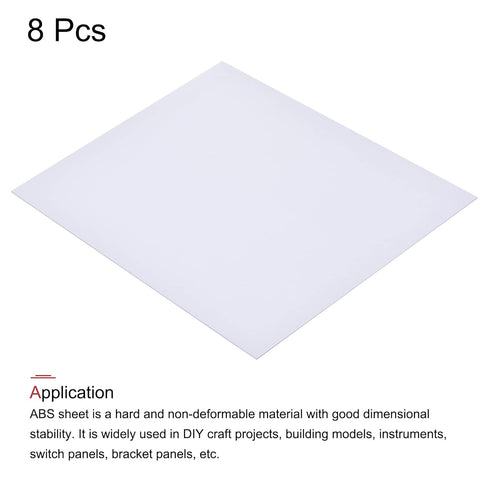 MECCANIXITY White ABS Plastic Sheet, 10x8x0.02inch for Building Model and DIY Crafts, Pack of 8