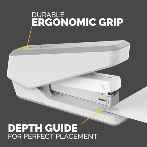 Fellowes LX850 EasyPress Office Stapler, Full Strip Effortless One-Touch Stapler, 25 Sheet Capacity, White