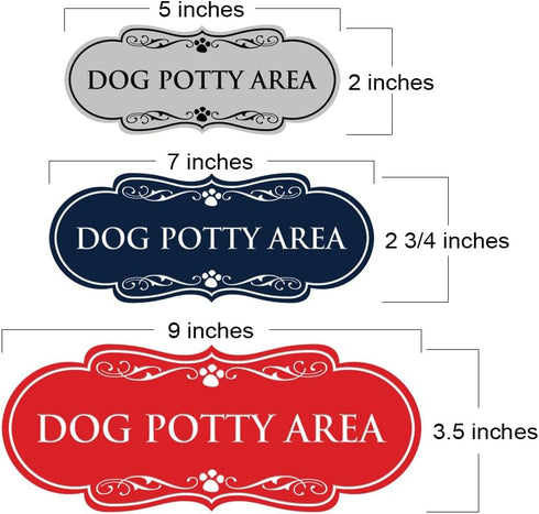 Large Black Dog Potty Area Sign - Designer Style