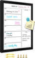 Weekly Dry Erase Whiteboard Calendar 15.7"x11.8", Magnetic Surface Memo Board for Wall, Black Wood Frame