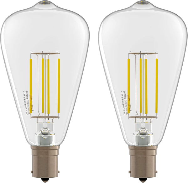 Dream Lighting LED Edison Bulb, 3W, Warm White 3000K, 150 Lumens, Pack of 2