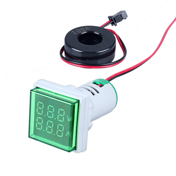 Amp Voltage Meter, 22mm Dual Display Panel Voltmeter Ammeter AC 0-100A 60-500V LED Indicator