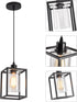 AOJUNSANSAN Black Pendant Lights for Kitchen Island Industrial Lantern Pendant Light Fixtures with Clear Glass Shade