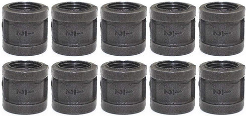 LONG TAO 10PCS 1/2" Black Cast Pipe Fitting Coupling for Industrial Piping Plumbing Supplies